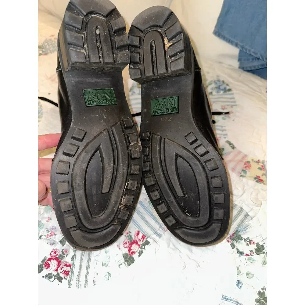 VINTAGE NINE WEST BLACK LEATHER HIKING BOOTS 7.5